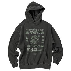트래블 TRAVEL 디스코 피그먼트 후드티 블랙 차콜