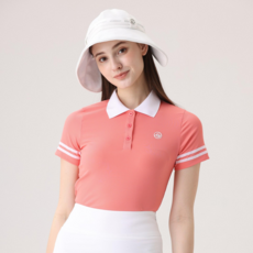 애저웨이 여성골프 소매포인트 반팔 기능성 쿨 티셔츠 오렌지