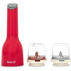 파이나밀 자동 소금 후추 참깨 전동 깨갈이 그라인더, 레드 + 팟 2P