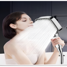 대형 3단 폭풍수압 멀티 욕실 샤워기 헤드, 다크그레이, 1개