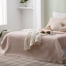 애쉬앤 순면 줄누비 피그먼트 워싱 스프레드(SS/Q/K/SK), 핑크