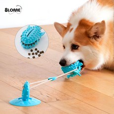 8LOME 강아지 셀프 터그놀이 치발 장난감 튼튼한 흡착판, 1개, 스카이블루