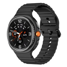 밴드톡 갤럭시워치8 호환 40mm/44mm/8클래식 46mm 스포츠 실리콘 컬러풀한 스티치 스트랩, 블랙