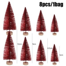인공 미니어처 크리스마스 트리 눈 풍경 작은 삼나무 소나무 시잘 공예품 테이블탑 장식, 1개, 7. Red (Glitter)