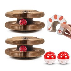 2-ck 고양이 PaScratcher 장난감 - 매직 오르간 스크래칭 보드 벨 볼 포함 실내 고양이용 스크래처 인터랙티브 판지 가구 보호