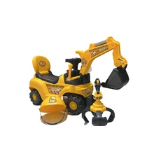 滑行挖土機工程車玩具，附安全帽、鉤子、爪子, 黃色款(含帽子、挖土，抓子), 1箱