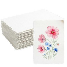 ANSSDO 수채화 용지 100장 160 GSM 12.7 x 17.8cm(5 7인치) 화이트 질감 데크 가장자리 수채화 결혼식 초대장 카드 공예에 이상적