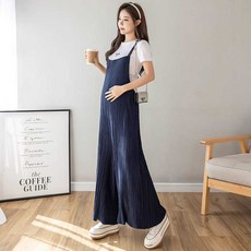 NRJY 임산부점프수트 임부 뷔스티에 진청 링클프리 멜빵바지 임산부, 1개, 4XL 블랙