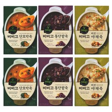 비비고 용기죽 3종 세트 호박죽280gX2 단밭죽280gX2 버섯야채죽280gX2, 1세트, 280g