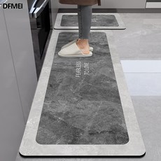 DFMEI 現代簡約硅藻泥廚房地墊防滑防水防油耐髒腳墊家用易打理地毯, 1個, 大理石-深灰