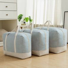 五代加厚粗棉麻衣物棉被收納袋，可水洗整理袋，搬家收納箱，台灣出貨, 1個, 藍色條紋,中號