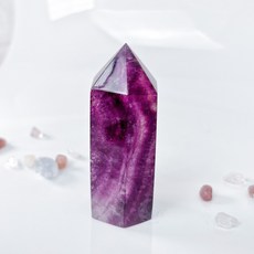 螢石柱 杜若色 放射紋 紫白紋漸層 帶細閃, 1個