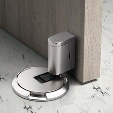 집드리 도어스토퍼 무타공 문닫힘방지 방문스토퍼 기계식 현관말발굽, 1개, 무광 실버