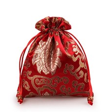 결혼 명절 전통복주머니 복조리 선물 설날 미니 답례품, 18x22 레드 부귀꽃