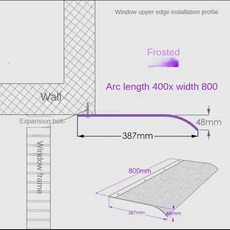 현관 캐노피 빗물받이 설치형 현대식 투명 브래킷 없는 보이지 않는 차양막 가정용 창문 파티오 발코니 처마 야외 문 헤드 비 차단막, 14)40x80cm-flat B