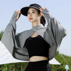 시엔케이/ UV차단 아이스 실크 쿨링 케이프 여름 냉감 자외선 차단 숄 케이프
