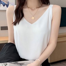 편한 여름 나시티 여자 딥브이넥 민소매티 오피스룩 rim*3906Xb