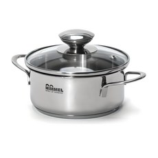 HIMMEL 電磁爐適用雙耳不鏽鋼迷你湯鍋+鍋蓋組, 16cm, 單色