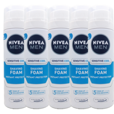 NIVEA 妮維雅 男士極淨酷涼刮鬍泡 - 敏感性肌膚適用, 5個, 200ml
