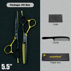5.5/6 "황금 가위 univinlions 헤어 가위 일본 미용 가위 이발소 용품 미용사 이발 가위, 5025-키트, 1개