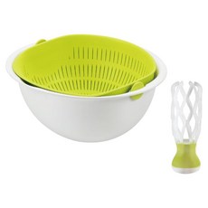 AKEBONO 曙產業 洗米瀝水藍 + 洗米棒組, 1組, 綠色 + 白色