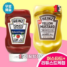하인즈 저당케첩 +옐로우 머스타드 2종 SET 저칼로리소스 아기케찹 머스터드 리듀스드 케첩 샐러드드레싱