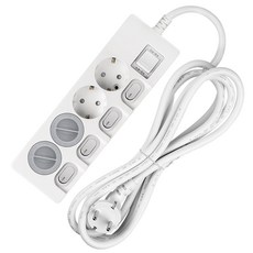 Sweet Home 獨立開關省電多接頭 4 端口 + 安全罩 2p 套裝, 3m, 混合色, 1套