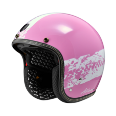 ASTONE SP3 AT21 彩繪復古帽 3/4罩安全帽 復古造型 輕量舒適 多款彩繪可選, 粉紅/白