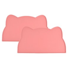 펫블리스 흘림방지 강아지 고양이 논슬립 실리콘 식기매트, 사쿠라핑크, 2개