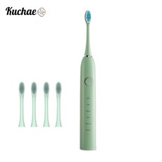 Kuchae 충전식 음파 스마트 전동칫솔+ 칫솔모4개, 1개, 그린, XC-A8