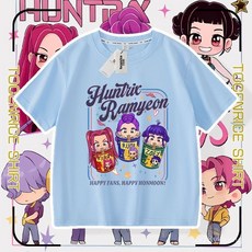 獵魔女團衣服 獵魔女團KPop Demon Hunters saja boys短袖T恤休閒寬鬆兒童上衣