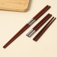 雞翅木折疊筷子餐具便攜餐具筷子勺子兩件套盒裝折疊筷子勺子套裝, 1個, 如圖所示412, 單人-直插式全木筷-紅檀木21cm