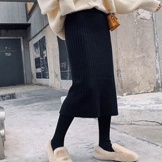 뒷트임 니트 스커트 다리 길어보이는 치마 데일리룩 gas+328IJ
