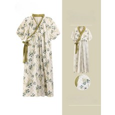 여성 순면 반팔 여름 착용 가능 가슴 패드 내장 편안한 실내복 외출용 홈웨어 스타일링 중간 길이 데일리용