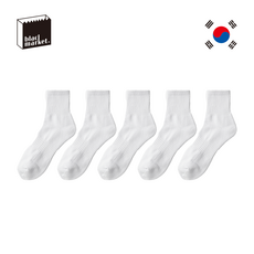 스포츠 중목양말 5켤레세트 파일쿠션핏 헬스 러닝용, (L사이즈) 250~280mm x  화이트 x 5켤레