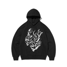 SUADE FLAME SKULL HOODIE [BLACK]