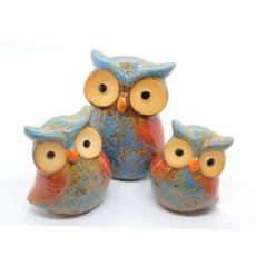 소품 도자기 푸른부엉이3Pset 도자기장식품 도자기소품 집들이선물 3P 부엉이 집들이 인테리어 푸른, 본상품