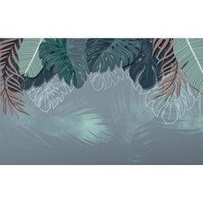 벽지 손으로 그린 열대 우림 식물 잎 대리석 배경 벽 벽화 장식 그림, 5. 18