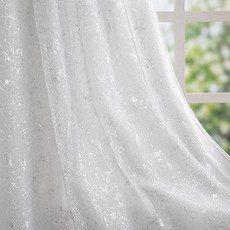 Horaldaily Grey Sheer Curtains for Living Room and Bedroom Sliver Sequin Glitter Metallic Foil S