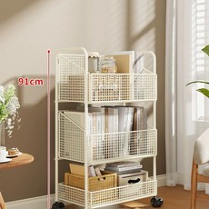 세탁물 이동식 다용도 빨래바구니 카트 3단, C. 화이트 3단 모바일 버전