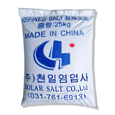 중국산 식용 정제염 한주소금대체 수입소금 식품회사 업소용 산업용 수처리용 정제소금, 1개, 25kg
