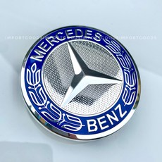 BENZ 벤츠 휠캡 실버블루 호환품 75mm 클립형 1대분 4개세트, 4개