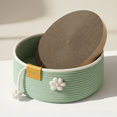 바람펫 고양이 바구니 스크래쳐 장난감 숨숨집, 1개, 그린