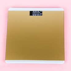 電子體重秤 LED螢幕顯示 鋼化玻璃 溫度顯示 電量顯示, 金色, 1個