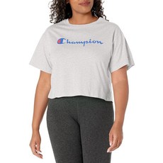Champion 여성용 크롭 티 스크립트 로고 블랙-550757 XXL US