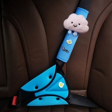 汽車兒童安全帶固定器防勒脖護肩套裝車用寶寶護肚神器限位器調節, 藍雲朵【三角1+護肩1】四季, 1個