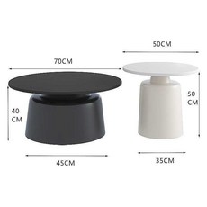 椿嶼 奶油風公寓茶幾 客廳家用小戶型簡約網紅鐵藝圓形馬提尼民宿組茶幾, 啞黑+奶白（大黑麪+小白麪）