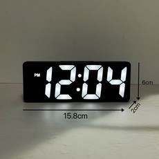 夜光鏡面時鐘ins桌面鐘錶時間表擺臺式擺件led數字顯示器電子鬧鐘, 黑殼黑屏款:如图