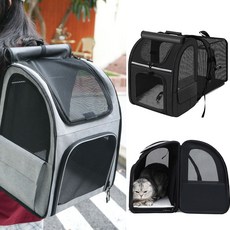 반려동물 백팩 다기능 가방 / 3면통풍 확장형 / 강아지 고양이 애완동물 이동장 이동가방, 1개, 그레이