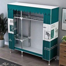 簡易衣櫃 防塵衣櫃 收納家用 臥室收納 宿舍儲物櫃 【承重1600斤】簡易布衣柜出租屋鋼管加粗衣櫥家用臥室宿舍收納柜, 深綠斑馬,【163CM】全鋼架超強承重